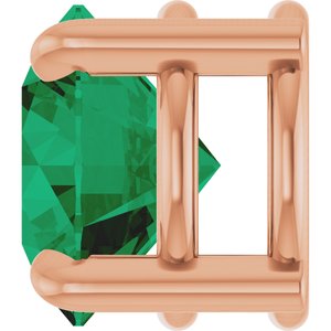 14K Rose Gold 7 mm Lab-Grown Emerald Pendant