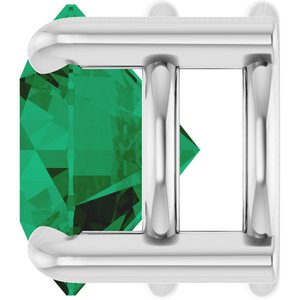 14K White Gold 7 mm Lab-Grown Emerald Pendant