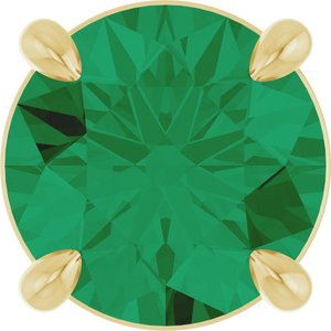 14K Yellow Gold 7 mm Lab-Grown Emerald Pendant