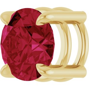 14K Yellow Gold 7 mm Lab-Grown Ruby Pendant