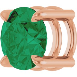 14K Rose Gold 7 mm Lab-Grown Emerald Pendant