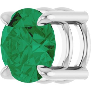 14K White Gold 7 mm Lab-Grown Emerald Pendant