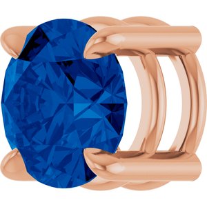 14K Rose Gold 7 mm Lab-Grown Blue Sapphire Pendant