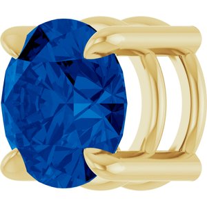 14K Yellow Gold 7 mm Lab-Grown Blue Sapphire Pendant
