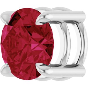 14K White Gold 7 mm Lab-Grown Ruby Pendant