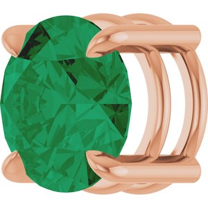 14K Rose Gold 8 mm Lab-Grown Emerald Pendant