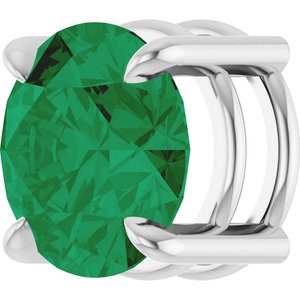 14K White Gold 8 mm Lab-Grown Emerald Pendant