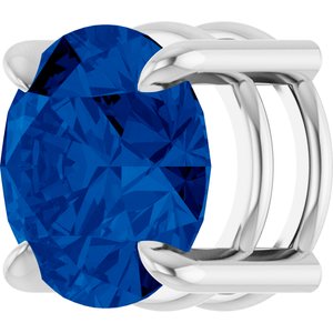 14K White Gold 8 mm Lab-Grown Blue Sapphire Pendant