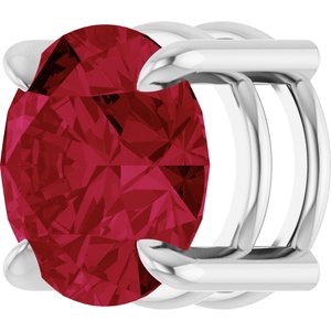 14K White Gold 8 mm Lab-Grown Ruby Pendant