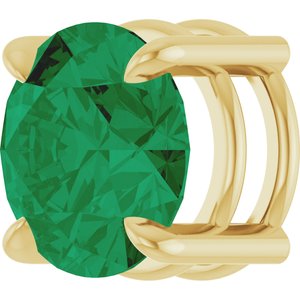 14K Yellow Gold 8 mm Lab-Grown Emerald Pendant