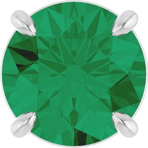 Platinum 8 mm Lab-Grown Emerald Pendant