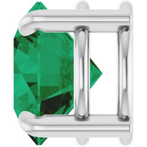 14K White Gold 8 mm Lab-Grown Emerald Pendant