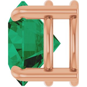 14K Rose Gold 8 mm Lab-Grown Emerald Pendant