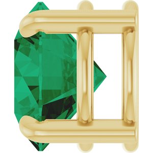 14K Yellow Gold 8 mm Lab-Grown Emerald Pendant