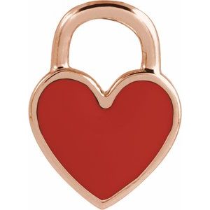 14K Rose Gold Red Enamel Heart Pendant