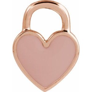 14K Rose Gold Pink Enamel Heart Pendant
