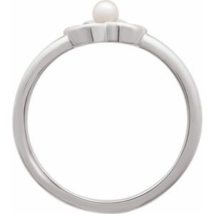 Sterling Silver Cultured Seed Pearl Floral Ring