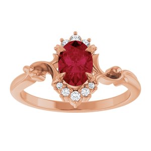 14K Rose Gold Lab-Grown Ruby & .08 CTW Natural Diamond Ring