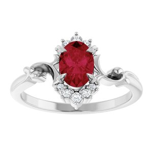 14K White Gold Lab-Grown Ruby & .08 CTW Natural Diamond Ring