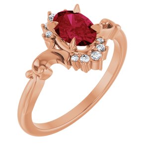 14K Rose Gold Lab-Grown Ruby & .08 CTW Natural Diamond Ring