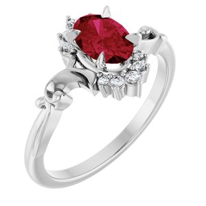 Platinum Lab-Grown Ruby & .08 CTW Natural Diamond Ring