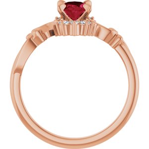 14K Rose Gold Lab-Grown Ruby & .08 CTW Natural Diamond Ring