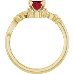 14K Yellow Gold Lab-Grown Ruby & .08 CTW Natural Diamond Ring