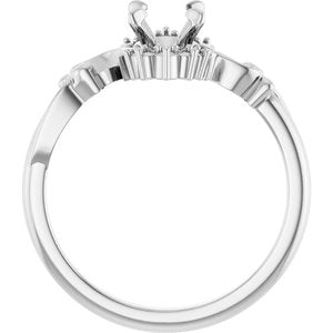 14K White Gold 7x5 mm Oval Accented Ring Mounting