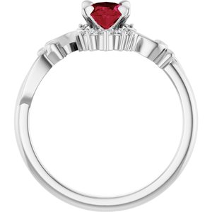 14K White Gold Lab-Grown Ruby & .08 CTW Natural Diamond Ring