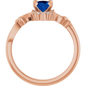 14K Rose Gold Lab-Grown Blue Sapphire & .08 CTW Natural Diamond Ring