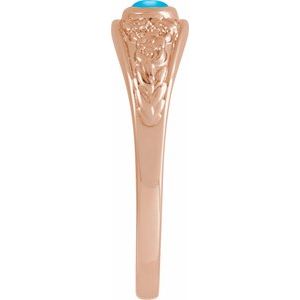 14K Rose Gold Natural Turquoise Cabochon Floral Ring