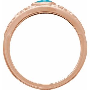 14K Rose Gold Natural Turquoise Cabochon Floral Ring