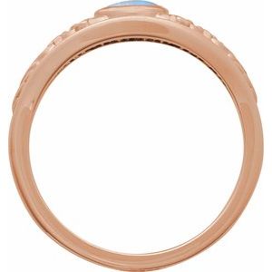 14K Rose Gold Natural Moonstone Cabochon Floral Ring