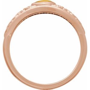 14K Rose Gold Natural Citrine Cabochon Floral Ring