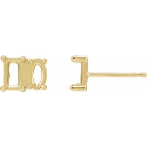 14K Yellow Gold 5x3 mm Emerald & Oval Two-Stone Stud Earring Mounting