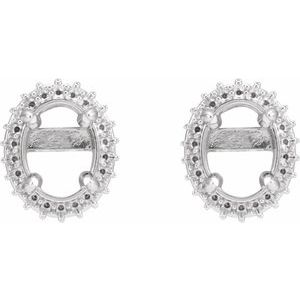 14K White Gold 8x6 mm Oval Double Halo-Style Earring Mounting – image 2