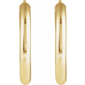 14K Yellow Round Tube 40 mm Hoop Earrings