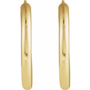 14K Yellow Round Tube 45 mm Hoop Earrings
