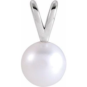 14K White Gold Cultured White Akoya Pearl Pendant