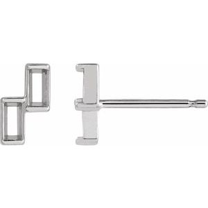 Platinum 3x1.5 mm Straight Baguette Two-Stone Left Earring Mounting
