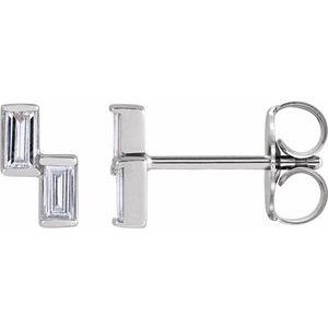 Sterling Silver 1/4 CTW Natural Diamond Two-Stone Stud Earrings