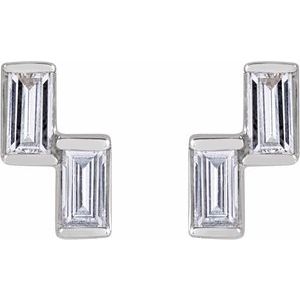 Sterling Silver 1/4 CTW Natural Diamond Two-Stone Stud Earrings – image 2