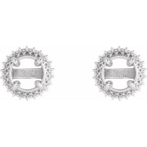 14K White Gold 6.5 mm Round 4-Claw Prong Pre-Notched Double Halo-Style Earring Mounting – image 2