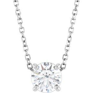 14K White Gold 5.5 mm Natural White Sapphire 16-18" Necklace