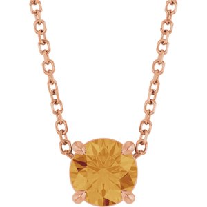 14K Rose Gold 5.5 mm Natural Citrine 16-18" Necklace