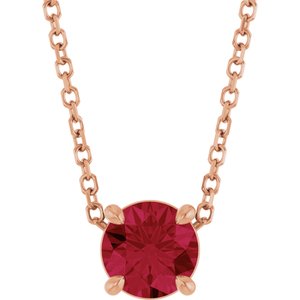 14K Rose Gold 5.5 mm Lab-Grown Ruby 16-18" Necklace
