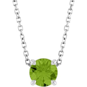 Platinum 5.5 mm Natural Peridot 16-18" Necklace