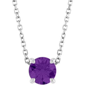 Platinum 5.5 mm Natural Amethyst 16-18" Necklace