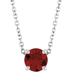 14K White Gold 5.5 mm Natural Mozambique Garnet 16-18" Necklace