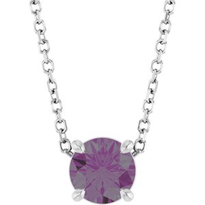 14K White Gold 5.5 mm Lab-Grown Alexandrite 16-18" Necklace